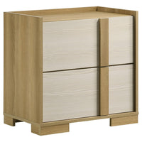 Hyle Nightstand, 2 Drawers, 24 Inch Modern Natural Brown and White -BM329248