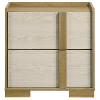 Hyle Nightstand, 2 Drawers, 24 Inch Modern Natural Brown and White -BM329248