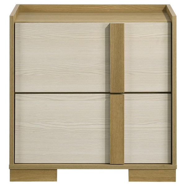Hyle Nightstand, 2 Drawers, 24 Inch Modern Natural Brown and White -BM329248