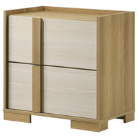 Hyle Nightstand, 2 Drawers, 24 Inch Modern Natural Brown and White -BM329248