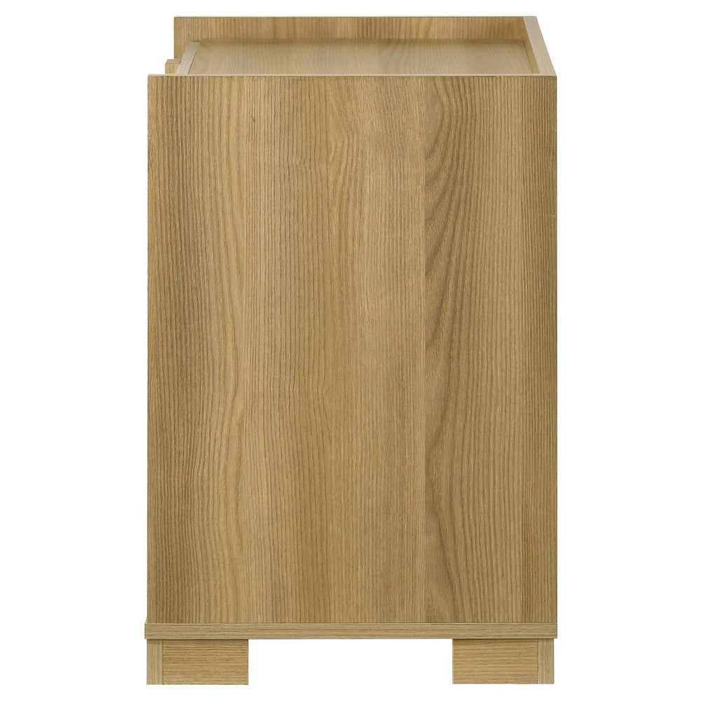 Hyle Nightstand, 2 Drawers, 24 Inch Modern Natural Brown and White -BM329248