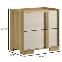 Hyle Nightstand, 2 Drawers, 24 Inch Modern Natural Brown and White -BM329248