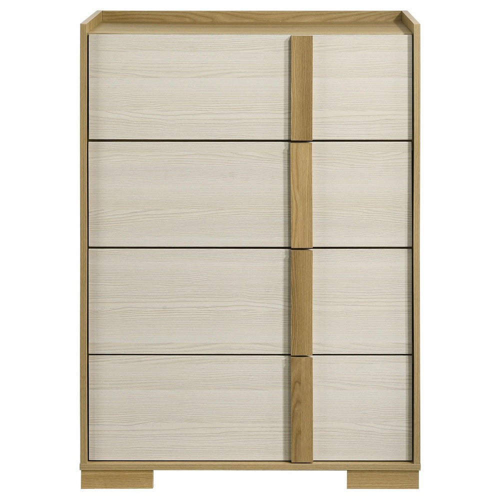 Hyle Tall Dresser Chest, 4 Drawers, Modern Natural Brown and White -BM329250