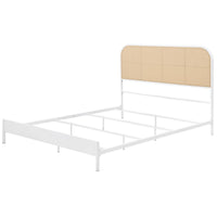Ammy Full Bed, Radio Weave Headboard, Brown Faux Rattan, White Metal  -BM329253