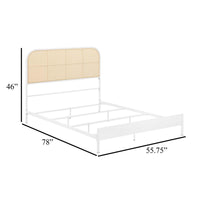 Ammy Full Bed, Radio Weave Headboard, Brown Faux Rattan, White Metal  -BM329253