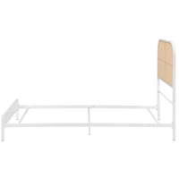 Ammy Twin Bed, Radio Weave Headboard, Brown Faux Rattan, White Metal  -BM329254