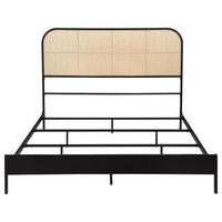 Ammy Full Bed, Radio Weave Headboard, Brown Faux Rattan, Black Metal  -BM329257