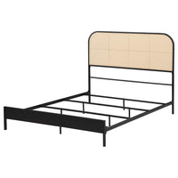 Ammy Full Bed, Radio Weave Headboard, Brown Faux Rattan, Black Metal  -BM329257