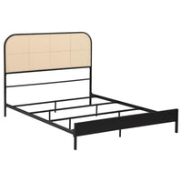 Ammy Full Bed, Radio Weave Headboard, Brown Faux Rattan, Black Metal  -BM329257