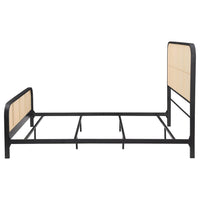 Lanie Queen Bed with Brown Open Cane Webbing Faux Rattan, Black Metal  -BM329261