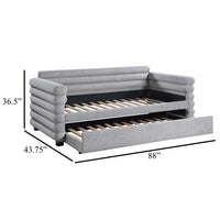 Ricia Twin Daybed with Twin Trundle, Layer Bolster Design, Gray Boucle