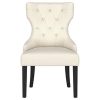 Aney Dining Side Chair, Curved Barrel Design, Beige Fabric, Black Wood -BM329271