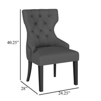 Aney Dining Side Chair, Curved Barrel Design, Gray Fabric, Black Wood -BM329272