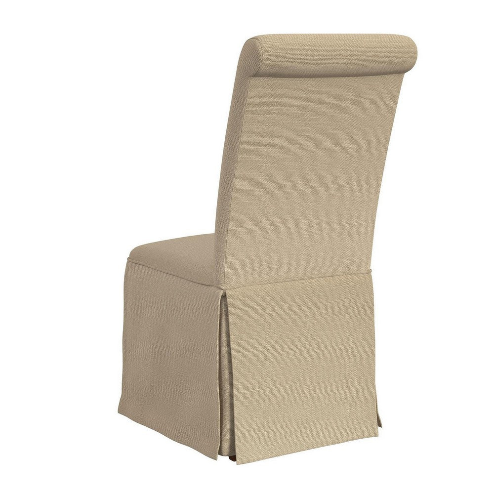 Shaw Dining Chair Set of 2, Tall Rolled Back and Skirted Base, Beige -BM329275