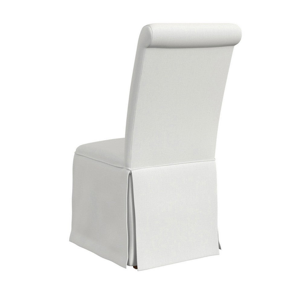 Shaw Dining Chair Set of 2, Tall Rolled Back and Skirted Base, White -BM329276
