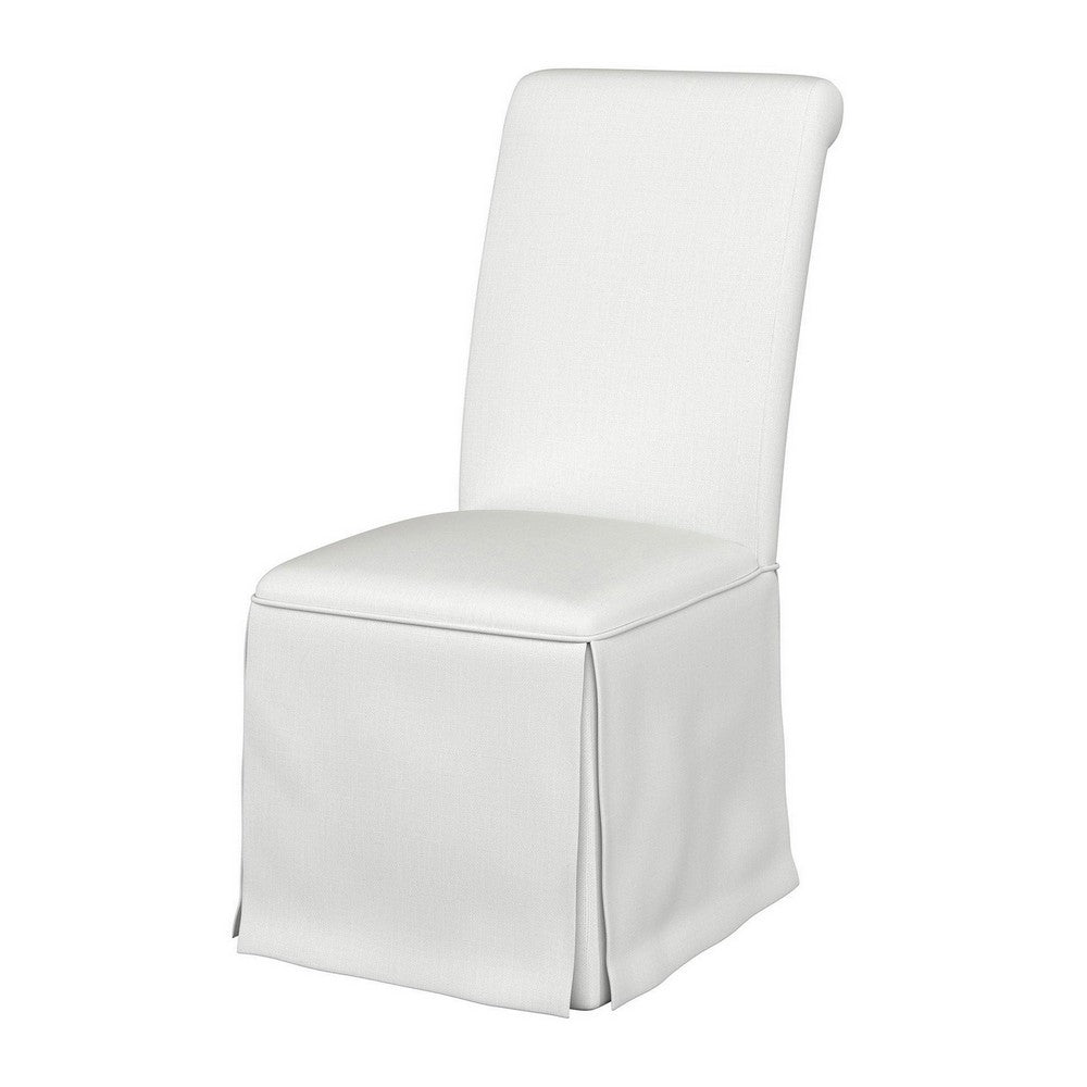 Shaw Dining Chair Set of 2, Tall Rolled Back and Skirted Base, White -BM329276