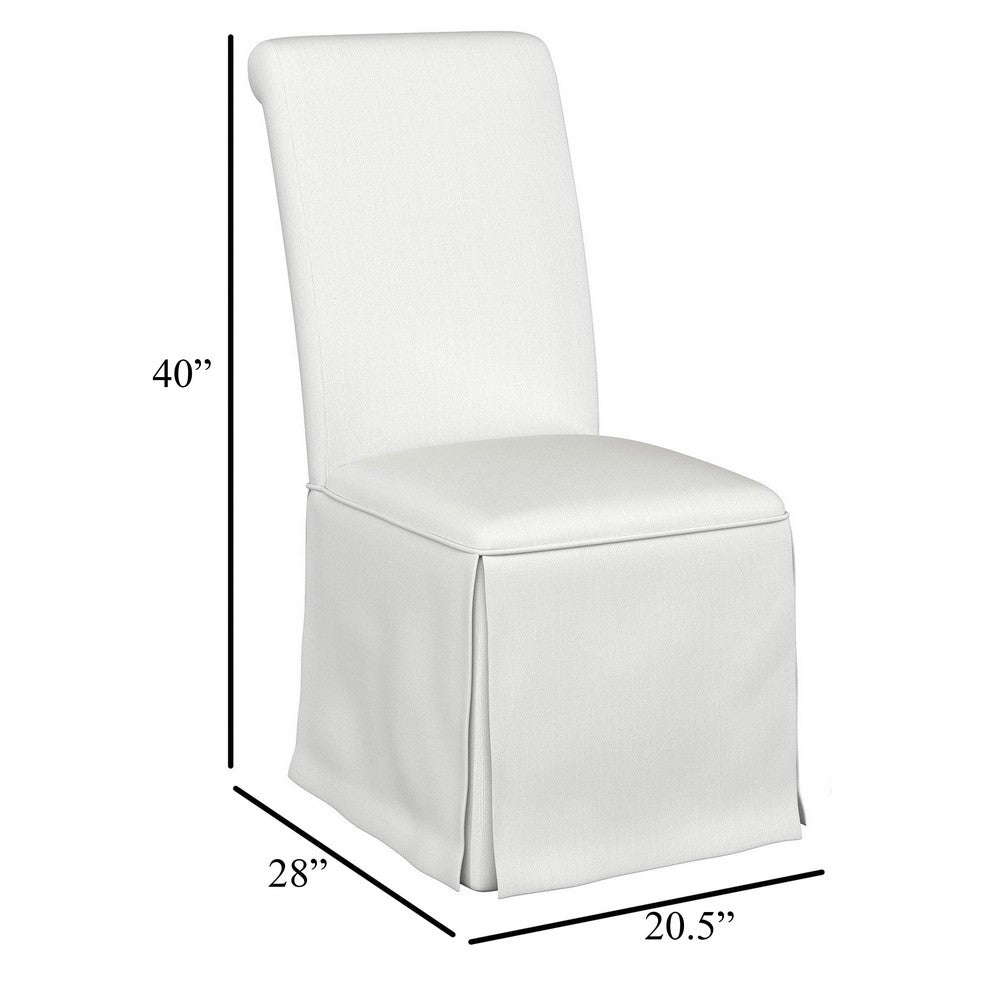 Shaw Dining Chair Set of 2, Tall Rolled Back and Skirted Base, White -BM329276