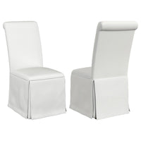 Shaw Dining Chair Set of 2, Tall Rolled Back and Skirted Base, White -BM329276