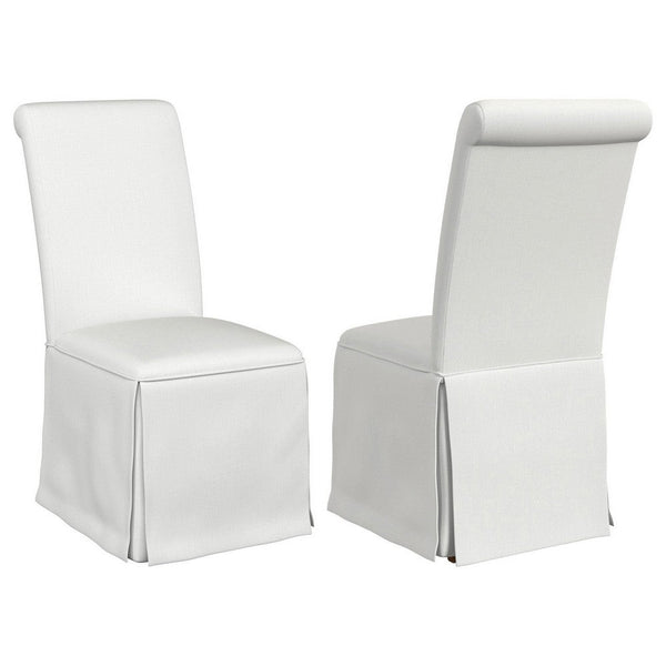 Shaw Dining Chair Set of 2, Tall Rolled Back and Skirted Base, White -BM329276