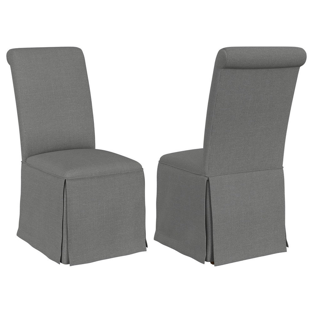 Shaw Dining Chair Set of 2, Tall Rolled Back and Skirted Base, Gray -BM329277