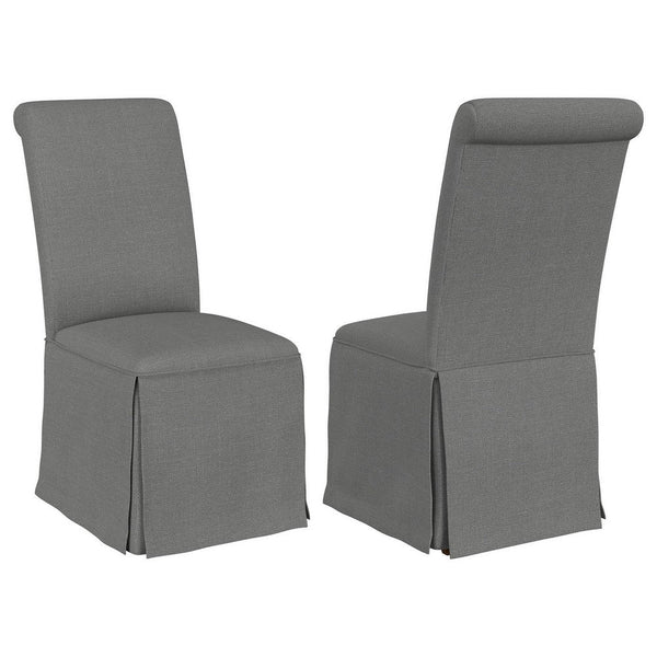 Shaw Dining Chair Set of 2, Tall Rolled Back and Skirted Base, Gray -BM329277
