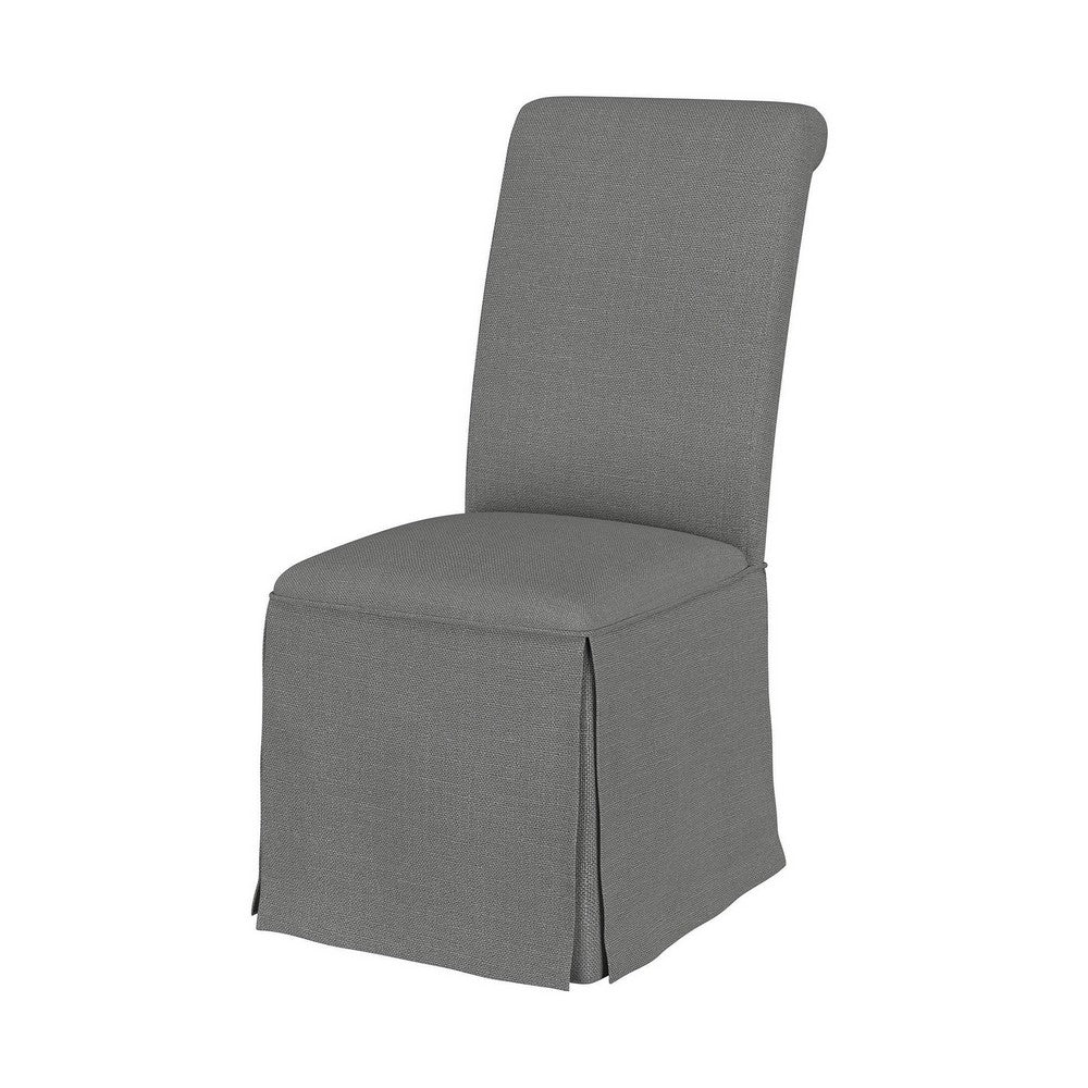 Shaw Dining Chair Set of 2, Tall Rolled Back and Skirted Base, Gray -BM329277