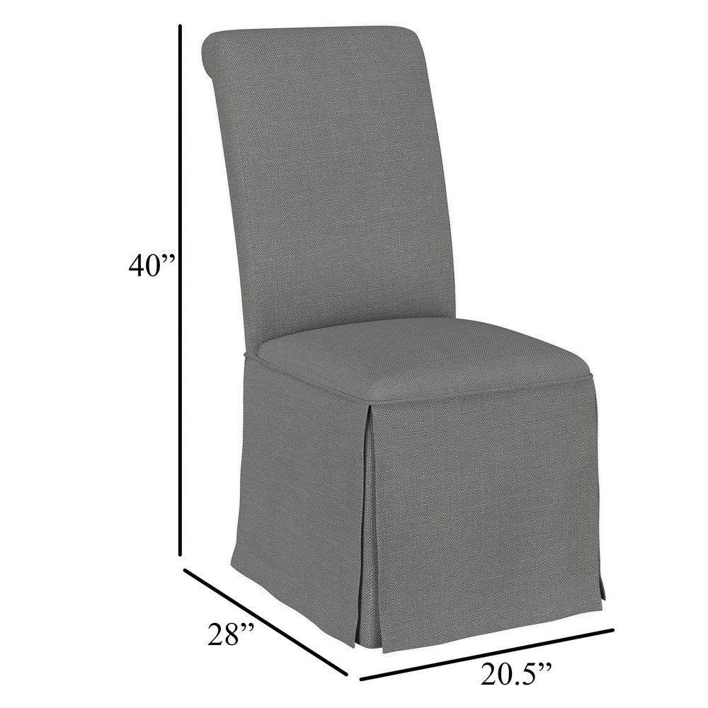 Shaw Dining Chair Set of 2, Tall Rolled Back and Skirted Base, Gray -BM329277