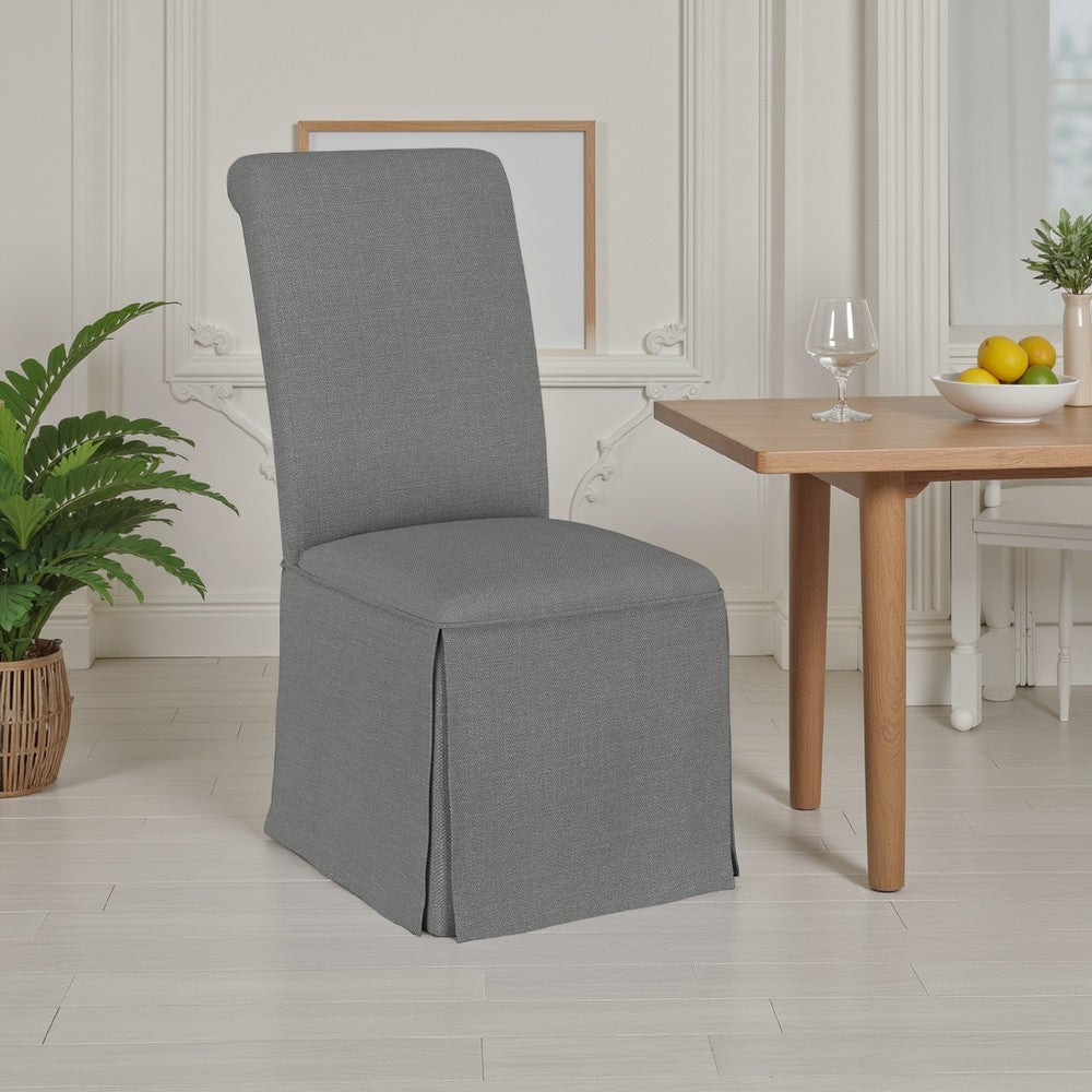 Shaw Dining Chair Set of 2, Tall Rolled Back and Skirted Base, Gray -BM329277