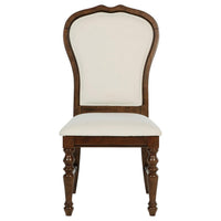 Monta Dining Side Chair Set of 2, Classic Brown Wood, Ivory Fabric -BM329285