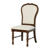 Monta Dining Side Chair Set of 2, Classic Brown Wood, Ivory Fabric -BM329285