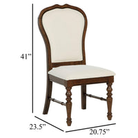 Monta Dining Side Chair Set of 2, Classic Brown Wood, Ivory Fabric -BM329285