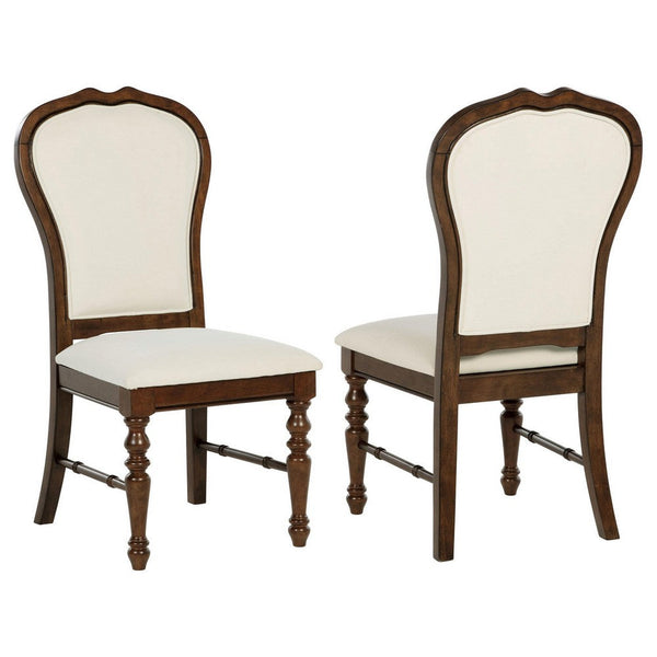 Monta Dining Side Chair Set of 2, Classic Brown Wood, Ivory Fabric -BM329285