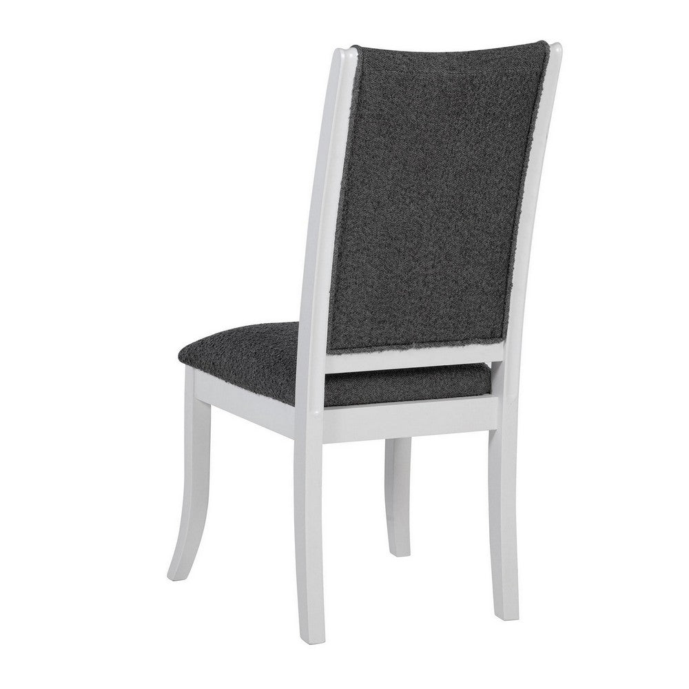 Judy Dining Side Chair Set of 2, Flared Legs, White Wood, Gray Fabric -BM329287