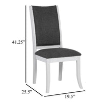 Judy Dining Side Chair Set of 2, Flared Legs, White Wood, Gray Fabric -BM329287