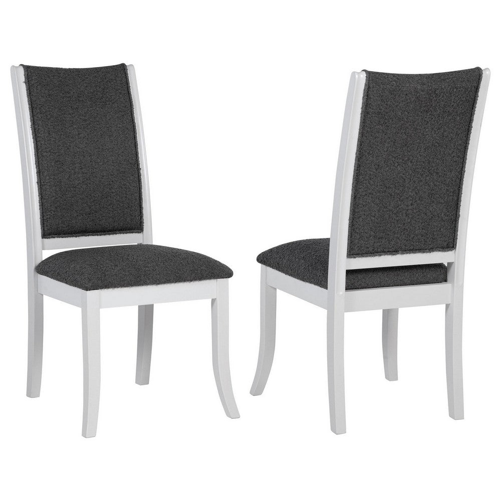 Judy Dining Side Chair Set of 2, Flared Legs, White Wood, Gray Fabric -BM329287