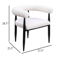 Noris Dining Chair Set of 2, White Fabric C-Shaped Back, Black Metal -BM329288