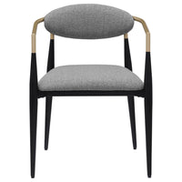 Exis Dining Armchair Set of 2, Modern Gray Fabric, Sleek Black Metal -BM329290