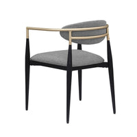 Exis Dining Armchair Set of 2, Modern Gray Fabric, Sleek Black Metal -BM329290