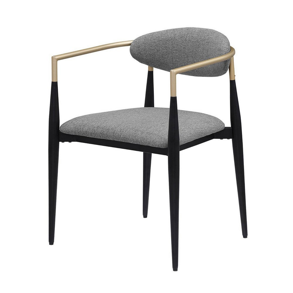 Exis Dining Armchair Set of 2, Modern Gray Fabric, Sleek Black Metal -BM329290