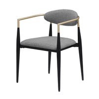 Exis Dining Armchair Set of 2, Modern Gray Fabric, Sleek Black Metal -BM329290