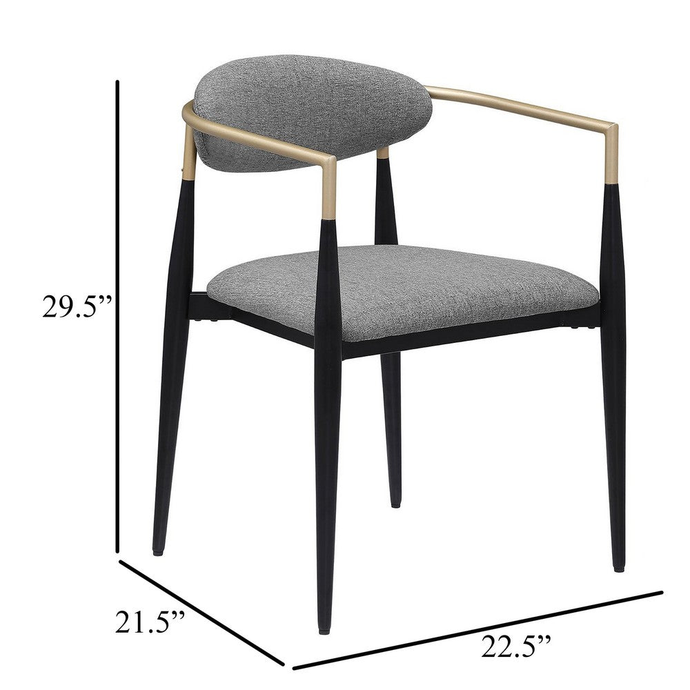 Exis Dining Armchair Set of 2, Modern Gray Fabric, Sleek Black Metal -BM329290
