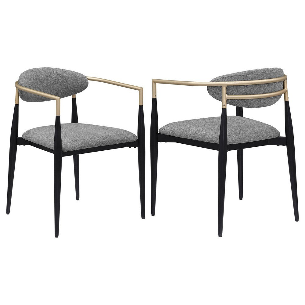 Exis Dining Armchair Set of 2, Modern Gray Fabric, Sleek Black Metal -BM329290