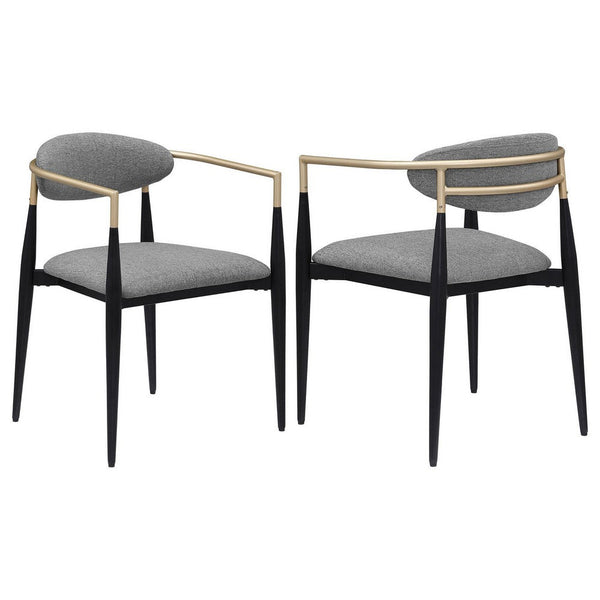 Exis Dining Armchair Set of 2, Modern Gray Fabric, Sleek Black Metal -BM329290