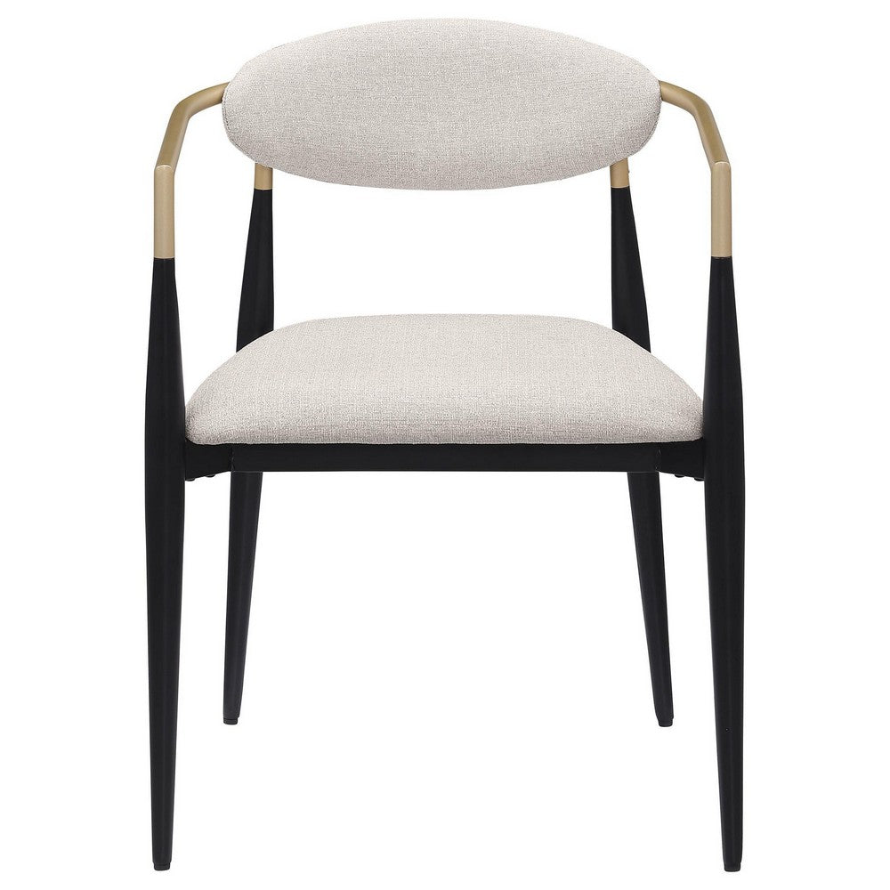 Exis Dining Armchair Set of 2, Modern Beige Fabric, Sleek Black Metal -BM329291