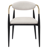 Exis Dining Armchair Set of 2, Modern Beige Fabric, Sleek Black Metal -BM329291