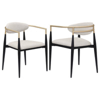 Exis Dining Armchair Set of 2, Modern Beige Fabric, Sleek Black Metal -BM329291