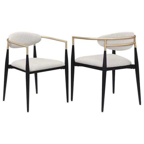Exis Dining Armchair Set of 2, Modern Beige Fabric, Sleek Black Metal -BM329291