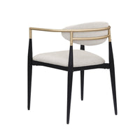 Exis Dining Armchair Set of 2, Modern Beige Fabric, Sleek Black Metal -BM329291