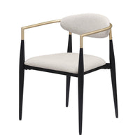 Exis Dining Armchair Set of 2, Modern Beige Fabric, Sleek Black Metal -BM329291