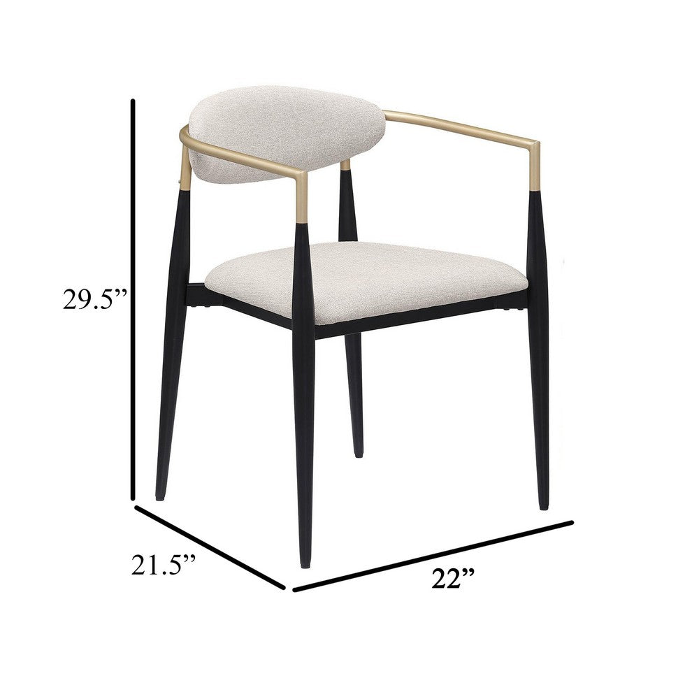 Exis Dining Armchair Set of 2, Modern Beige Fabric, Sleek Black Metal -BM329291